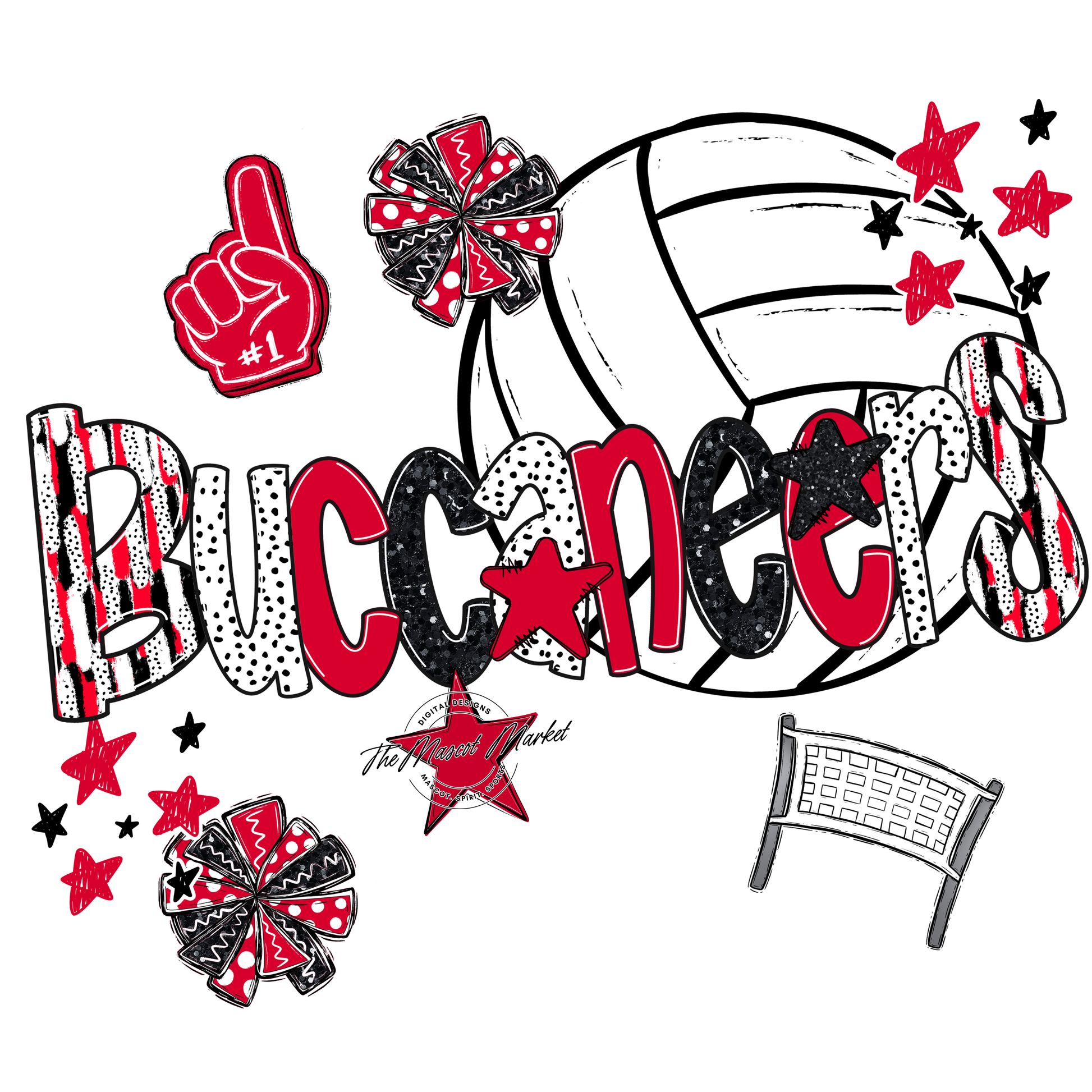 Buccaneers Volleyball Scrape-Red