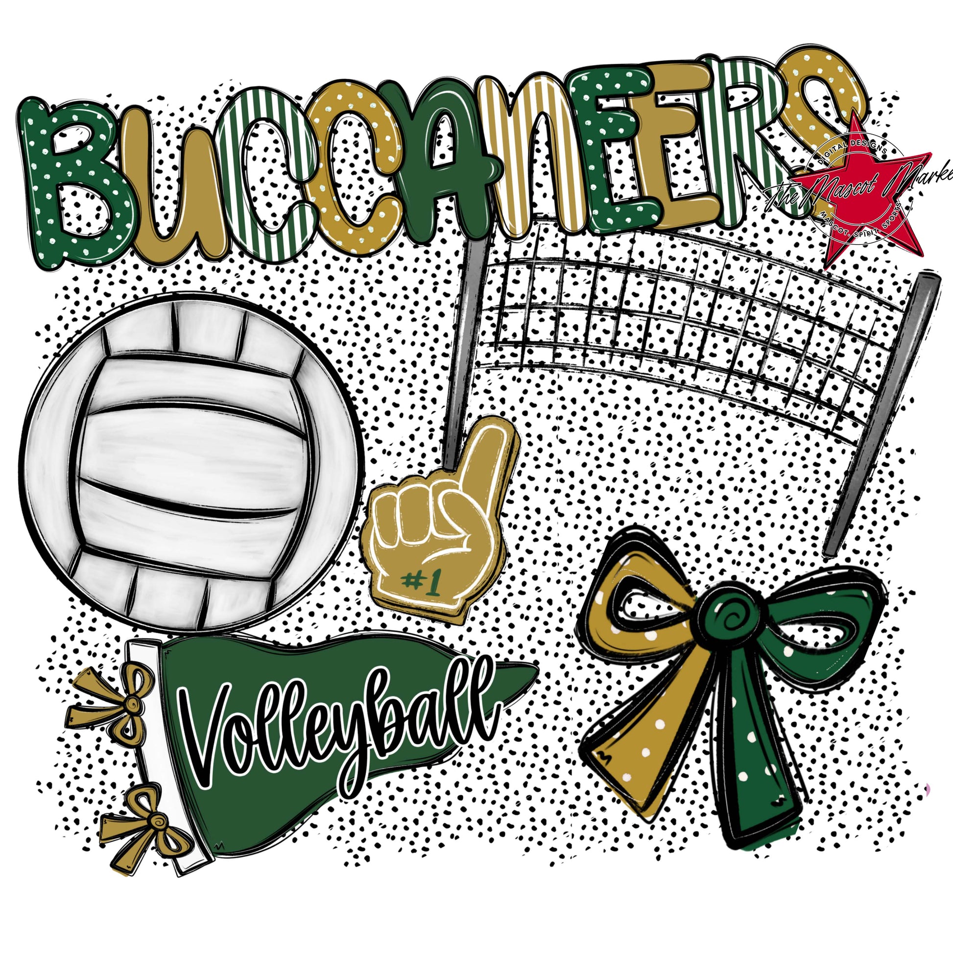 Buccaneers Volleyball Spirit-Green & Gold