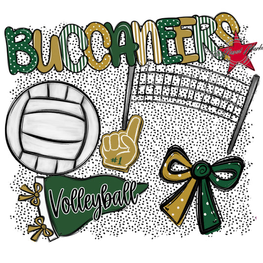 Buccaneers Volleyball Spirit-Green & Gold