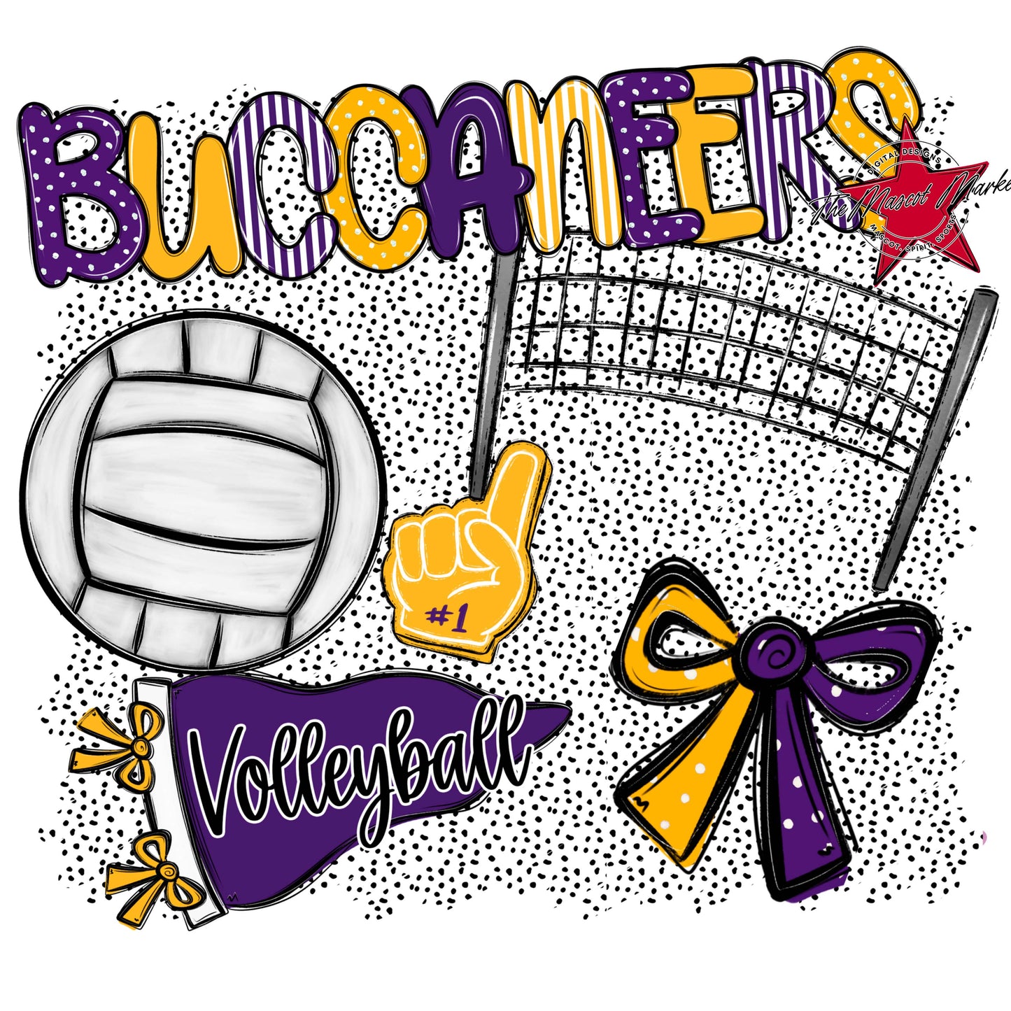 Buccaneers Volleyball Spirit-Purple & Yellow
