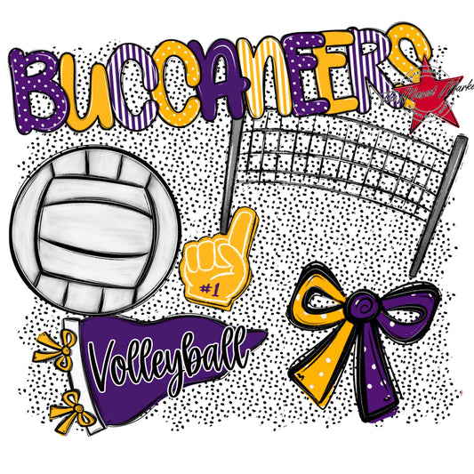 Buccaneers Volleyball Spirit-Purple & Yellow