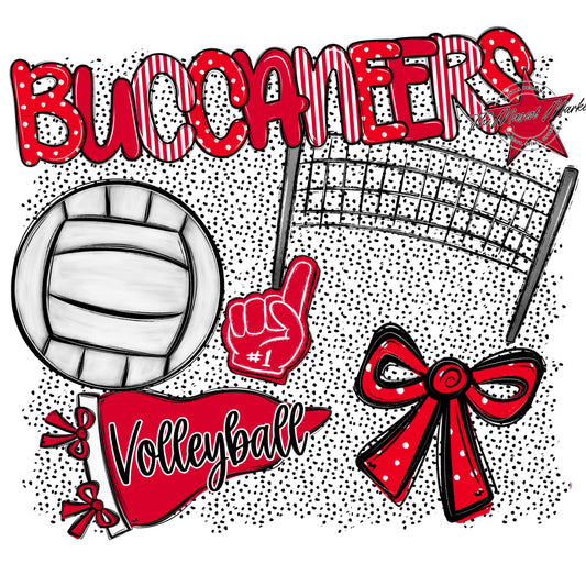 Buccaneers Volleyball Spirit-Red