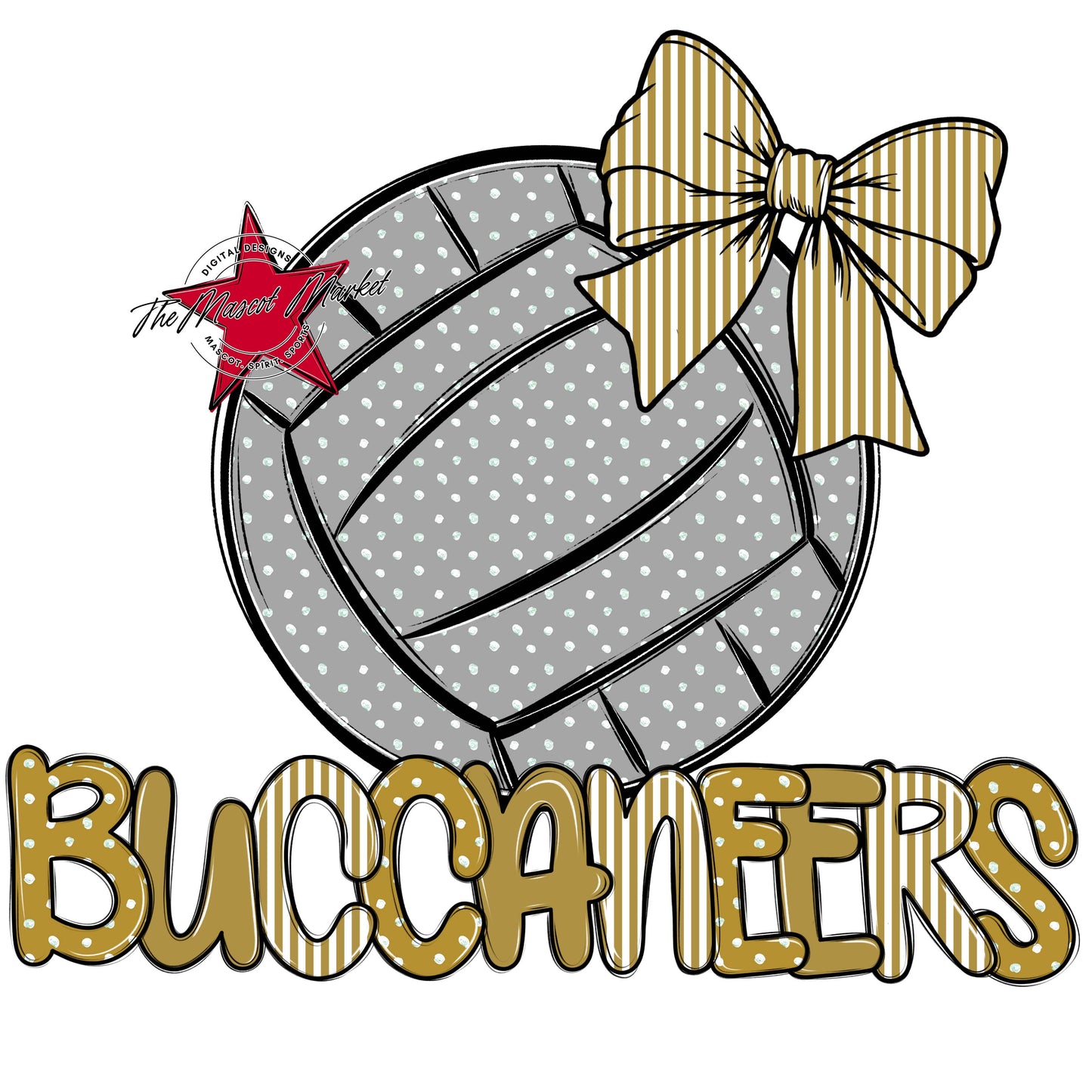 Buccaneers Volleyball Spirit Design-Gold