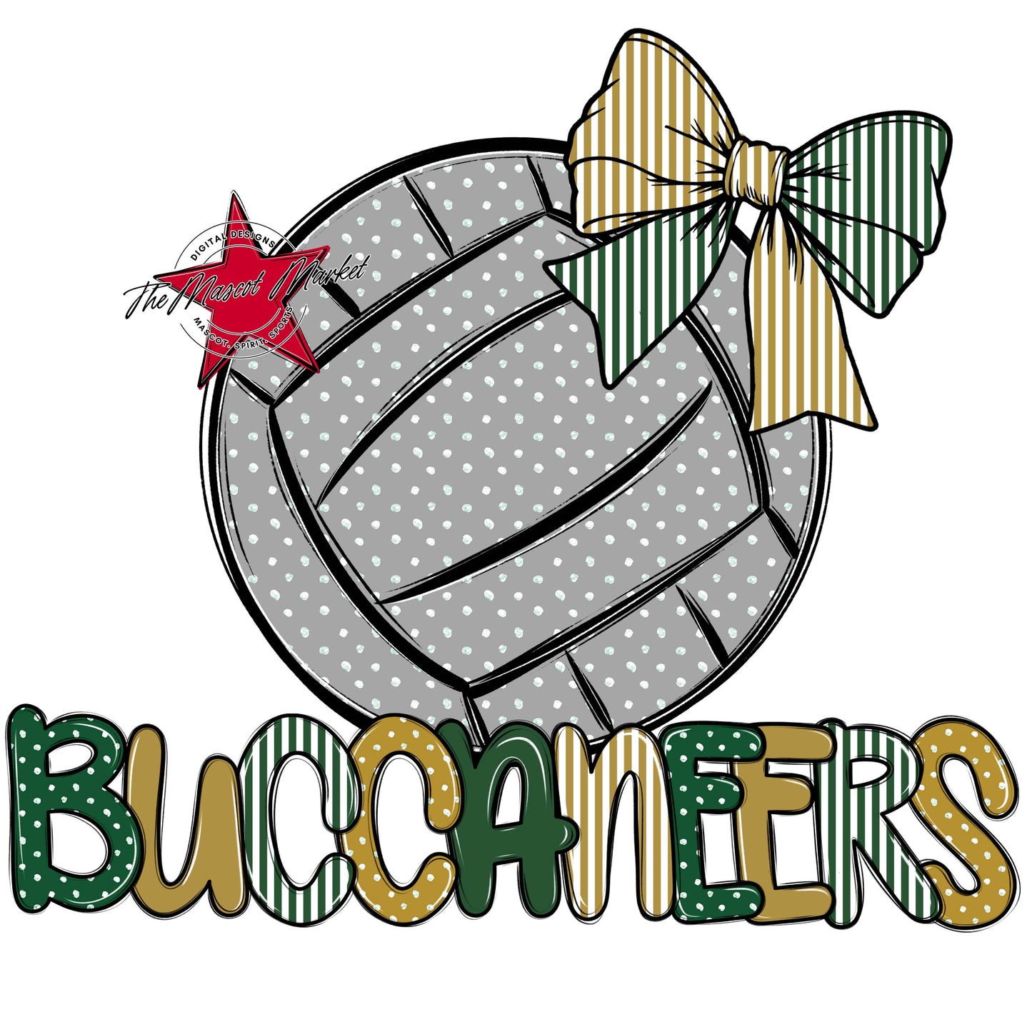 Buccaneers Volleyball Spirit Design-Green & Gold