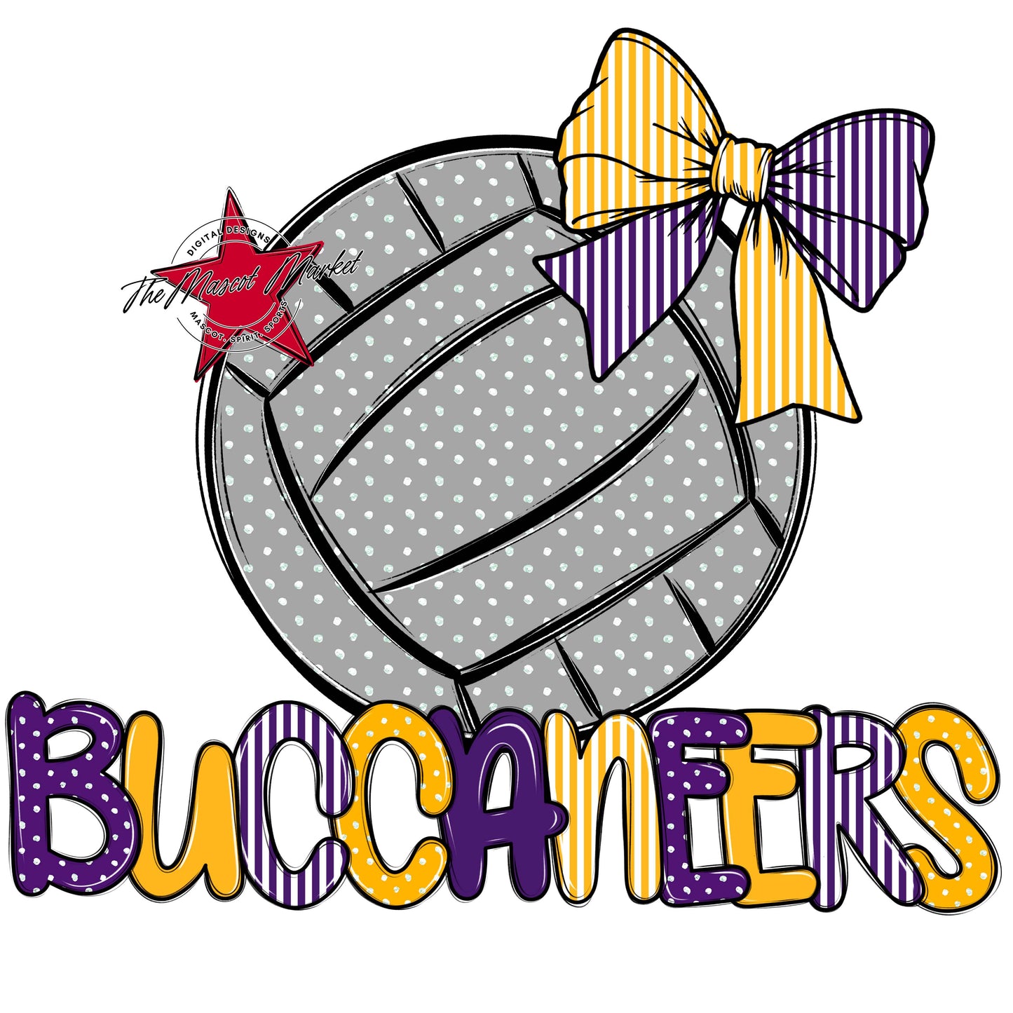 Buccaneers Volleyball Spirit Design-Purple & Yellow