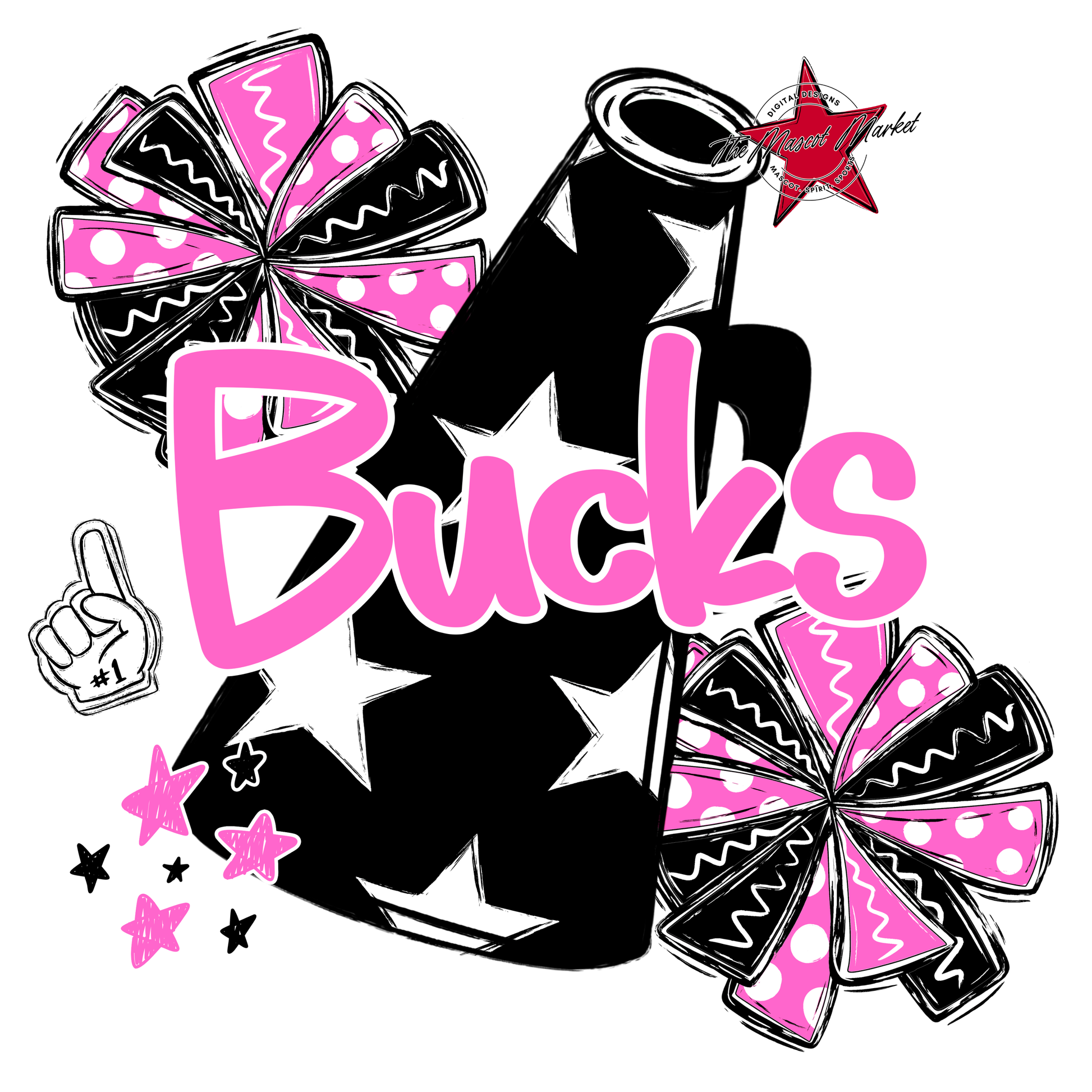 Bucks Alpha Megaphone Design-Baby Pink