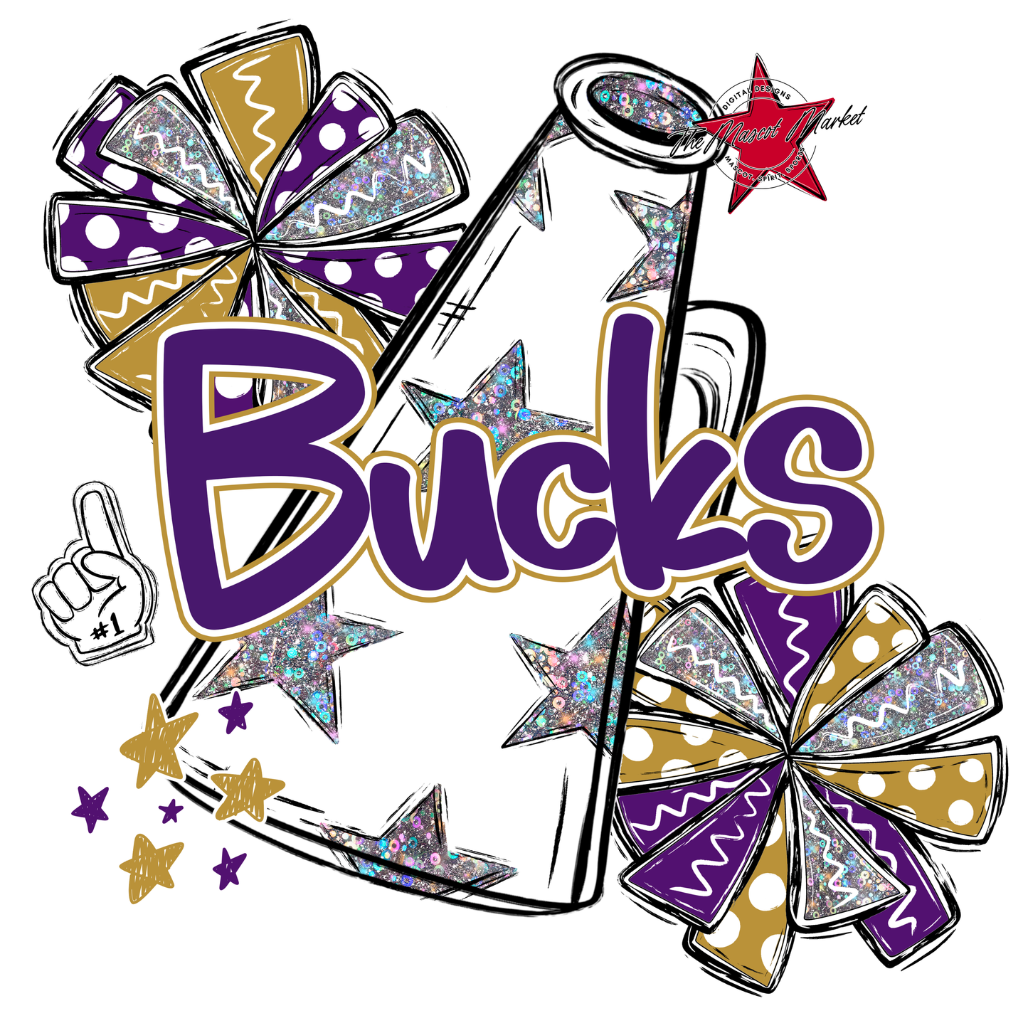 Bucks Alpha Megaphone Design-Purple-Gold