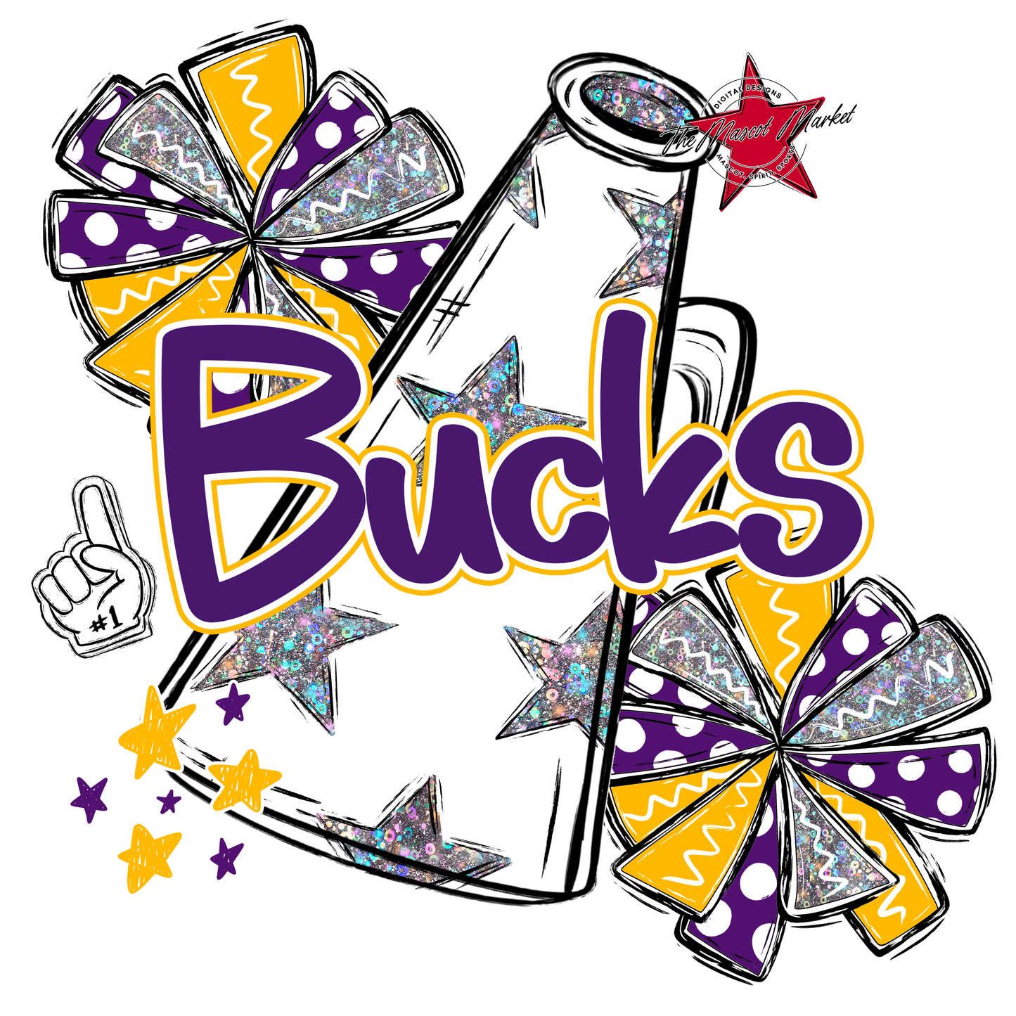 Bucks Alpha Megaphone Design-Purple-Yellow