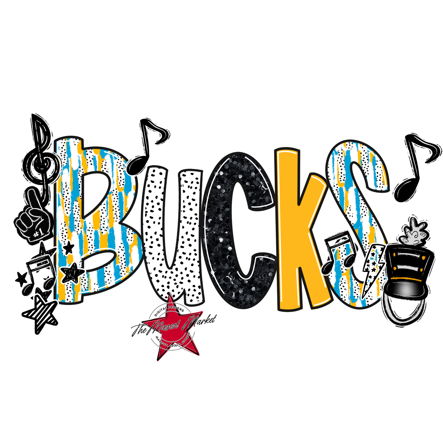 Bucks Band Scrape-Carolina Blue-Yellow