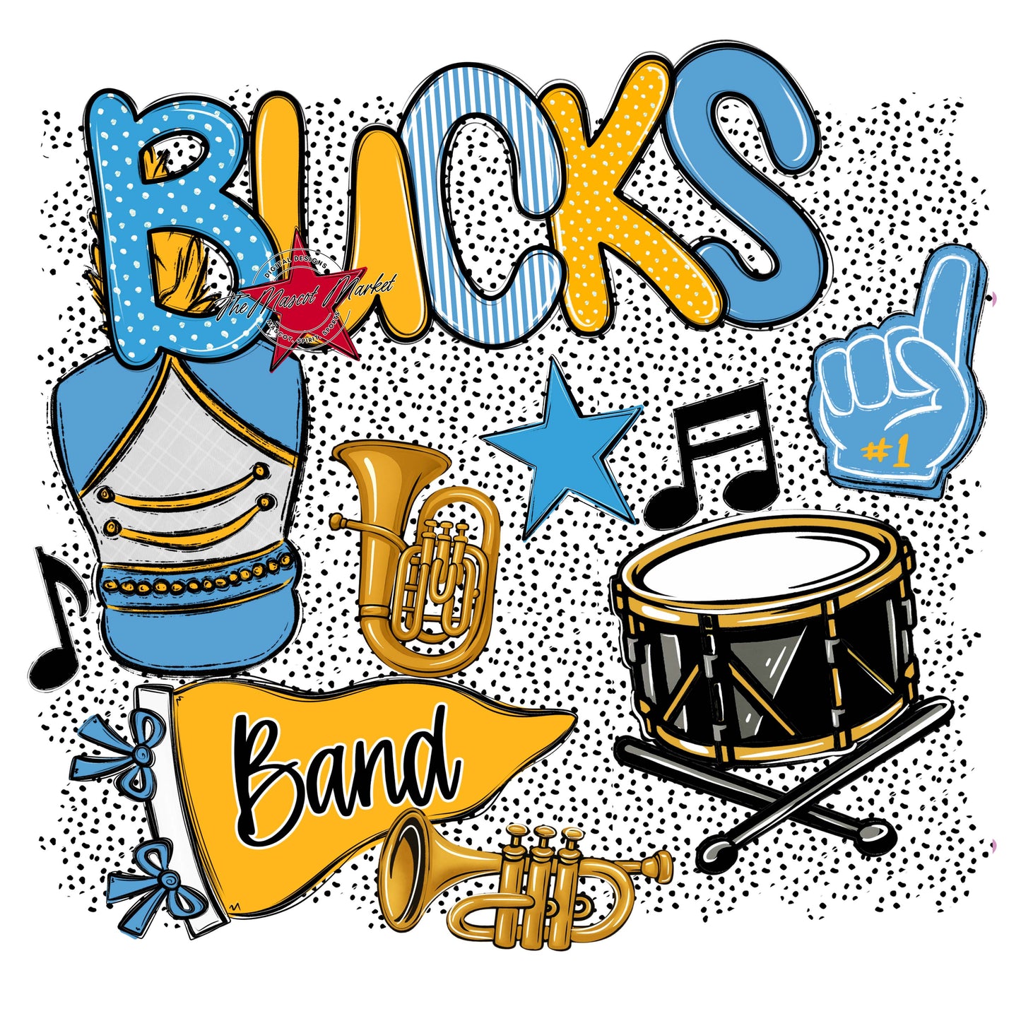 Bucks Band Spirit-Carolina Blue & Yellow
