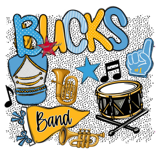 Bucks Band Spirit-Carolina Blue & Yellow