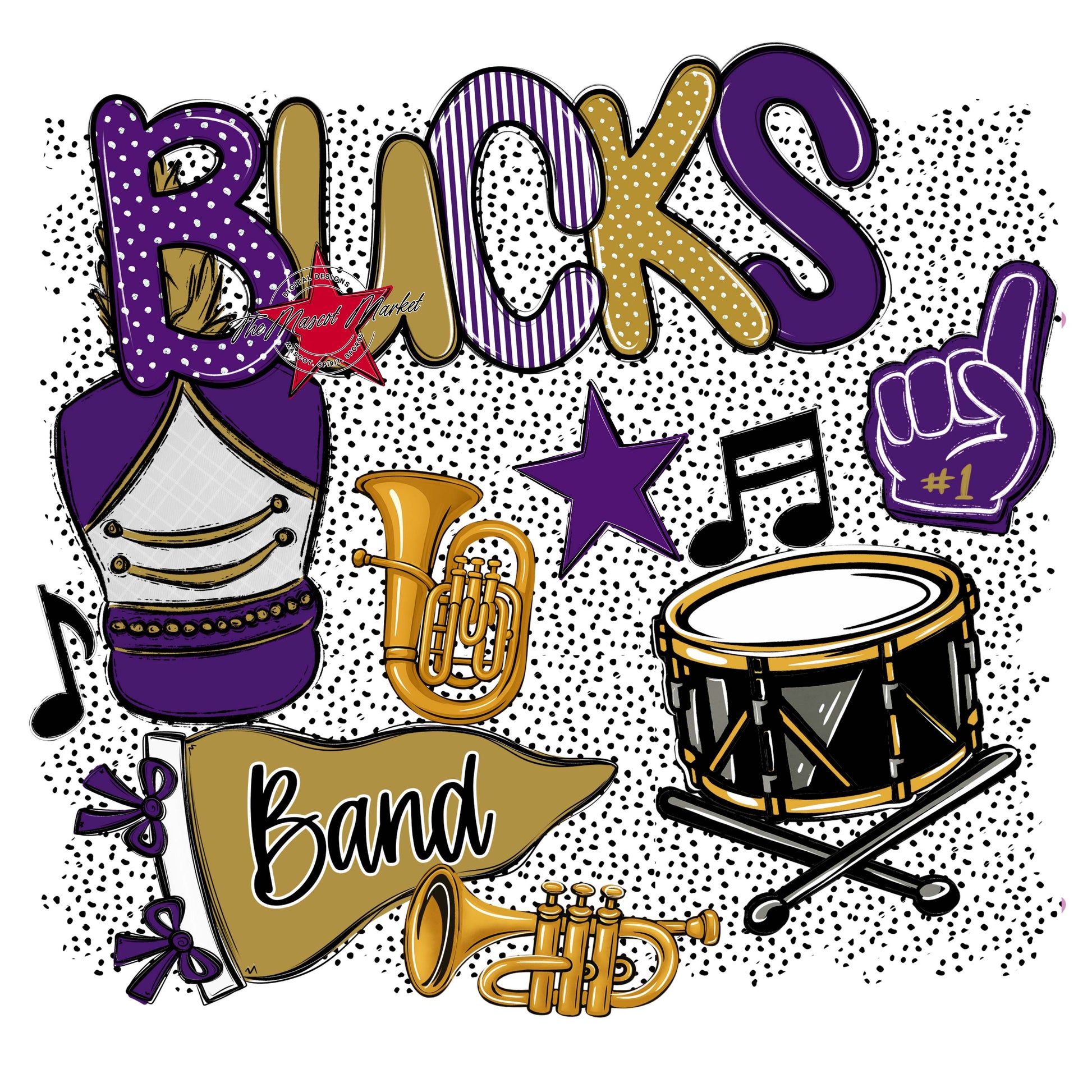 Bucks Band Spirit-Purple & Gold