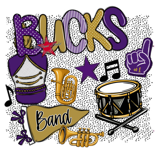 Bucks Band Spirit-Purple & Gold