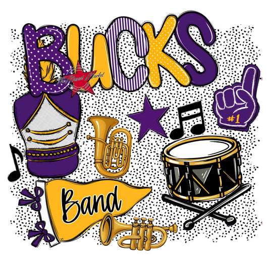Bucks Band Spirit-Purple & Yellow