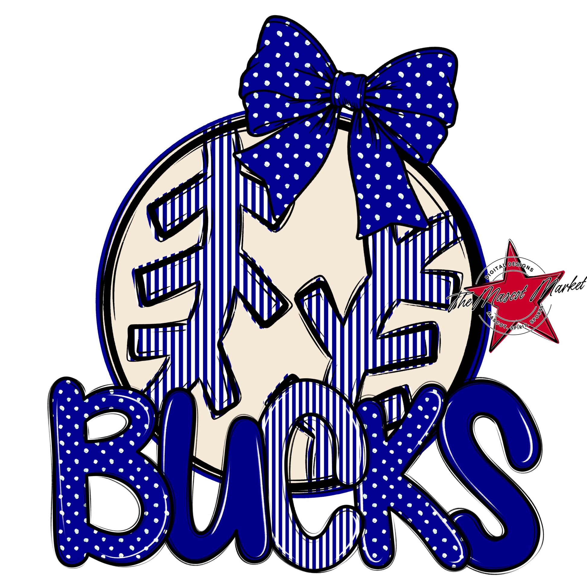 Bucks Baseball-Softball Spirit Design-Blue