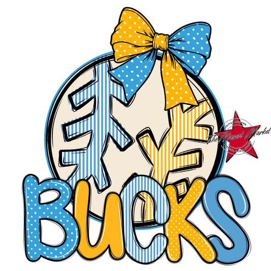 Bucks Baseball-Softball Spirit Design-Carolina Blue & Yellow