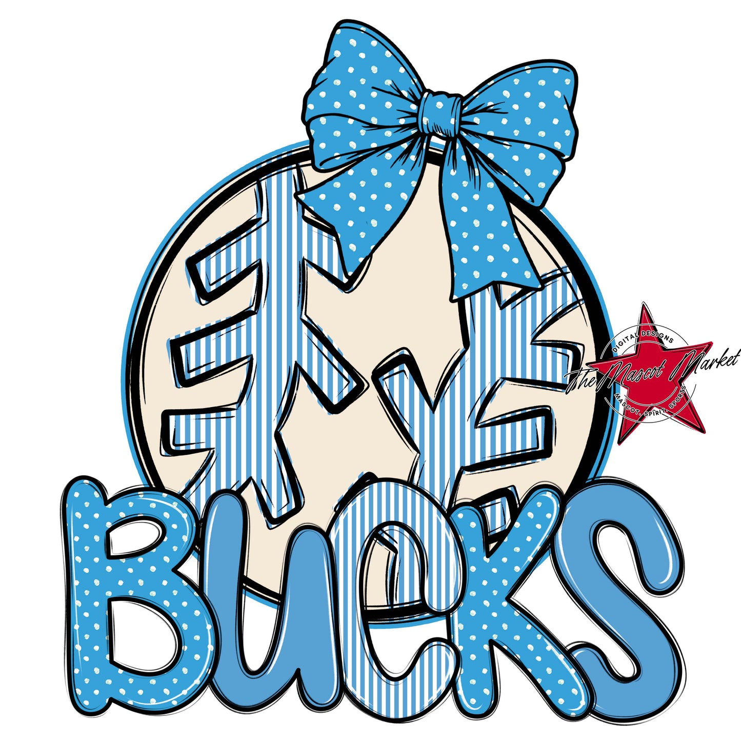Bucks Baseball-Softball Spirit Design-Carolina Blue