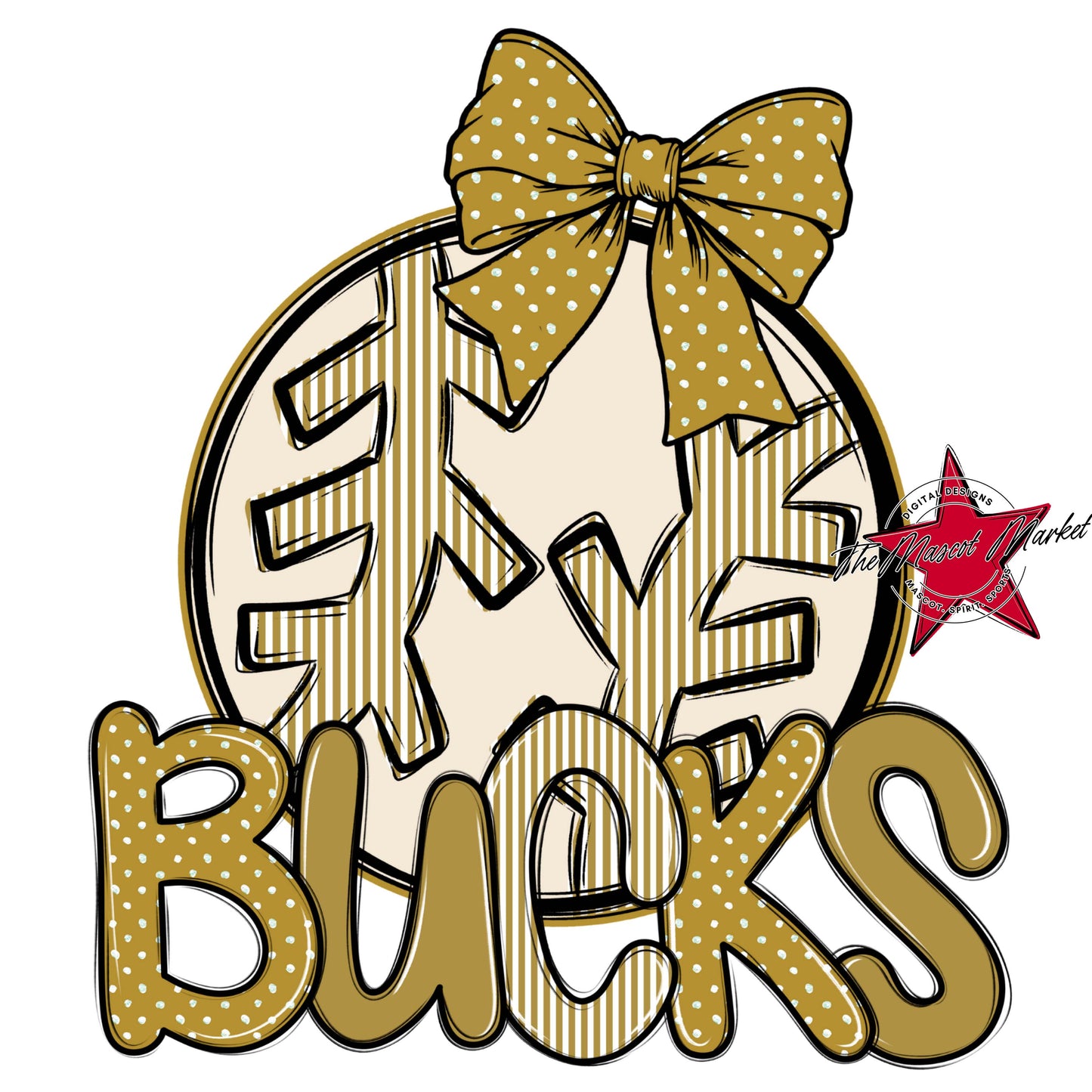 Bucks Baseball-Softball Spirit Design-Gold