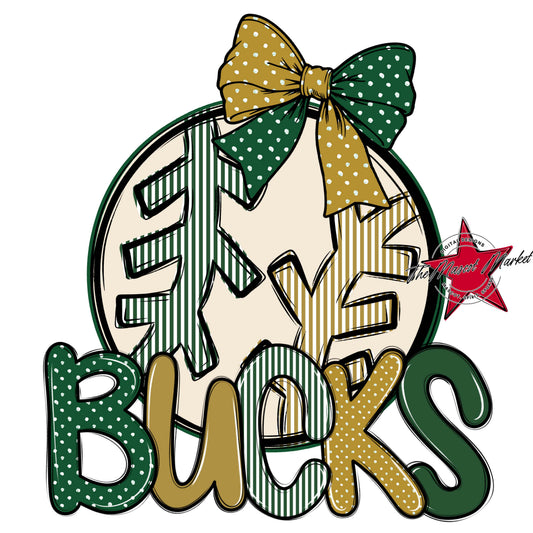 Bucks Baseball-Softball Spirit Design-Green & Gold