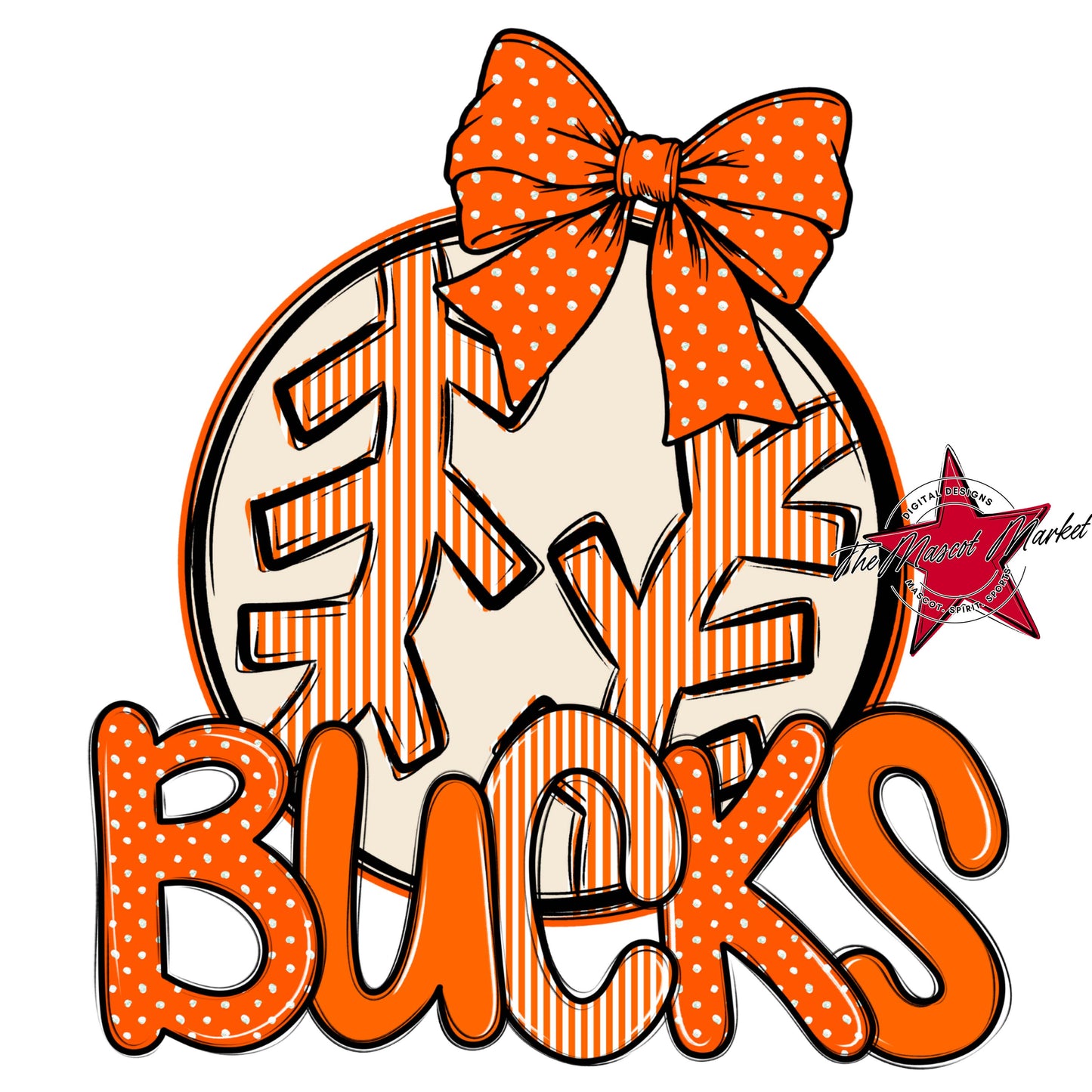 Bucks Baseball-Softball Spirit Design-Orange