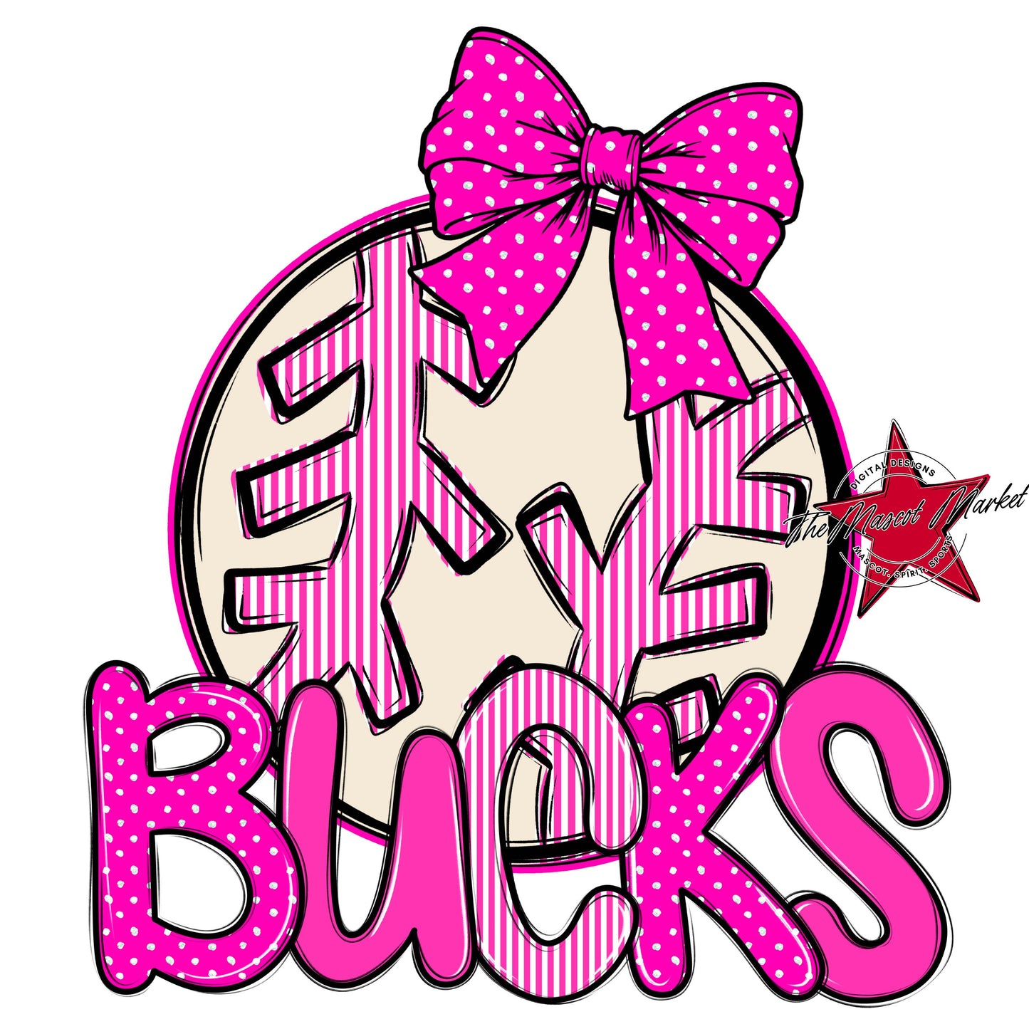 Bucks Baseball-Softball Spirit Design-Pink