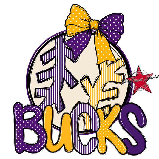 Bucks Baseball-Softball Spirit Design-Purple & Yellow