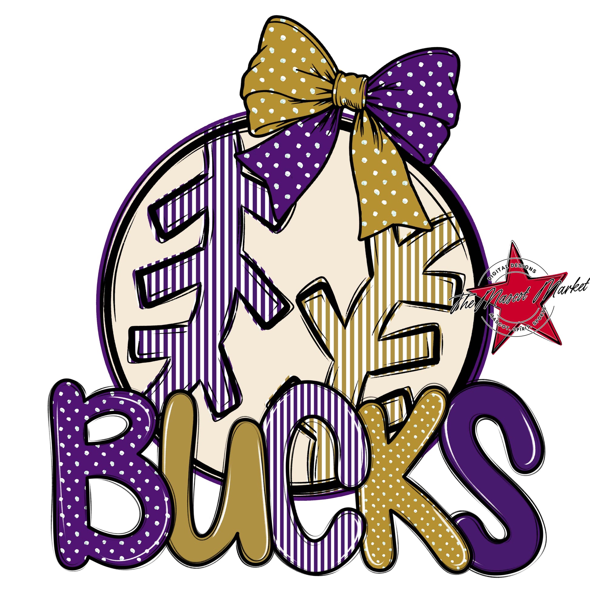 Bucks Baseball-Softball Spirit Design-Purple & Gold