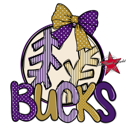 Bucks Baseball-Softball Spirit Design-Purple & Gold