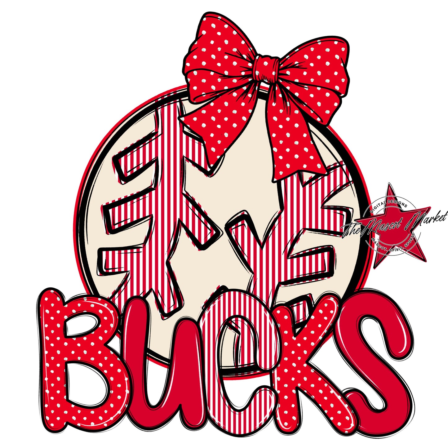 Bucks Baseball-Softball Spirit Design-Red