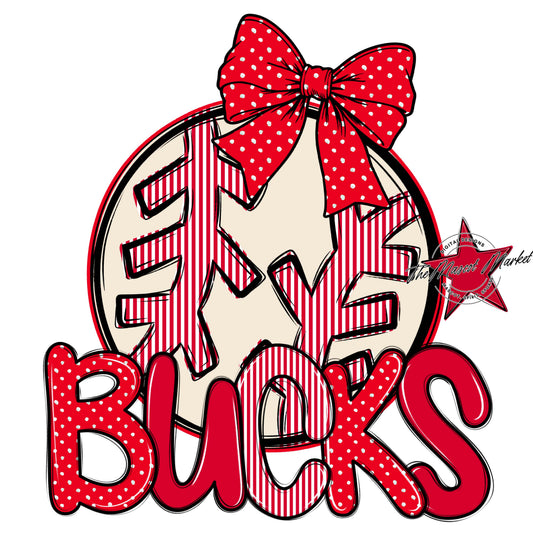 Bucks Baseball-Softball Spirit Design-Red