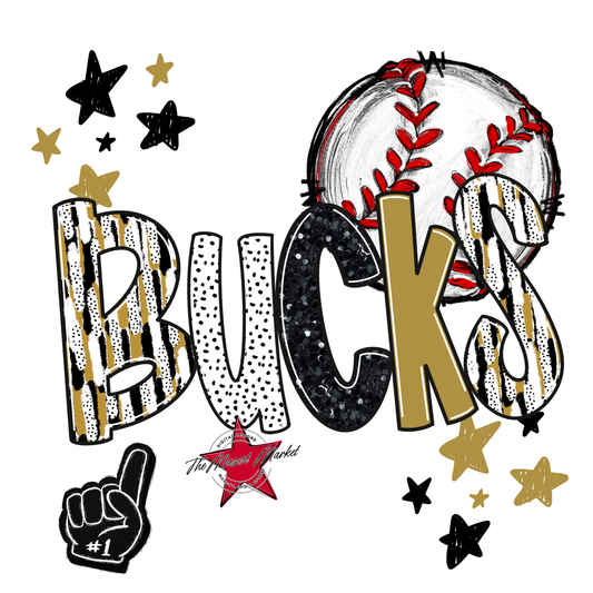 Bucks Baseball Scrape-Gold