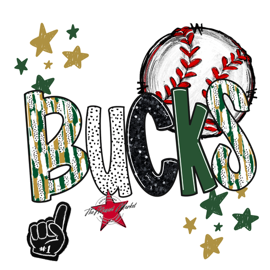 Bucks Baseball Scrape-Green-Gold