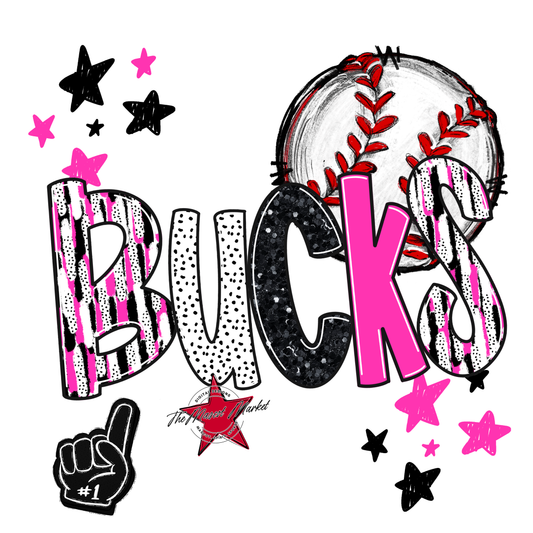 Bucks Baseball Scrape-Pink
