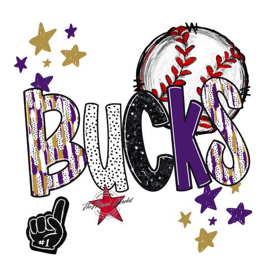 Bucks Baseball Scrape-Purple-Gold