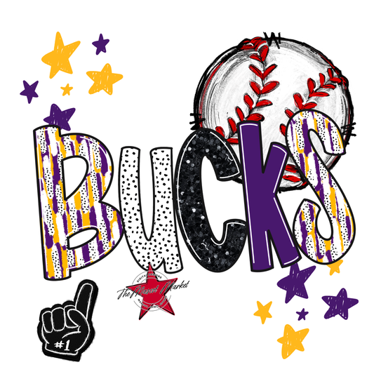 Bucks Baseball Scrape-Purple-Yellow