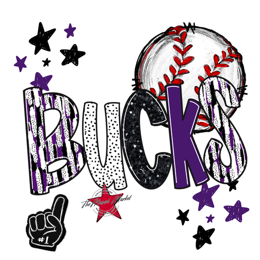Bucks Baseball Scrape-Purple