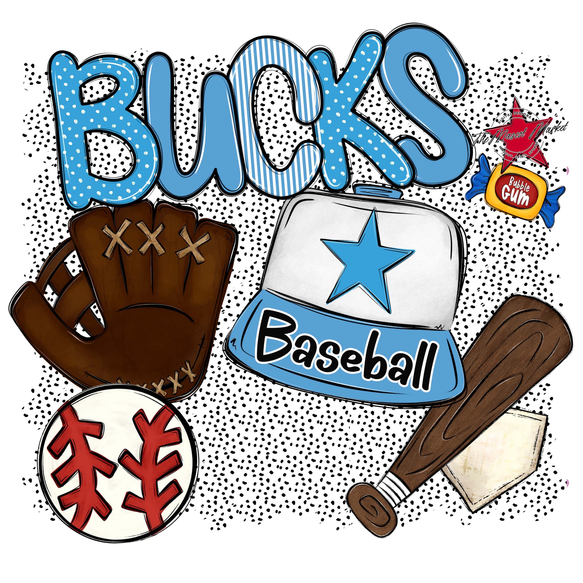Bucks Baseball Spirit-Carolina Blue