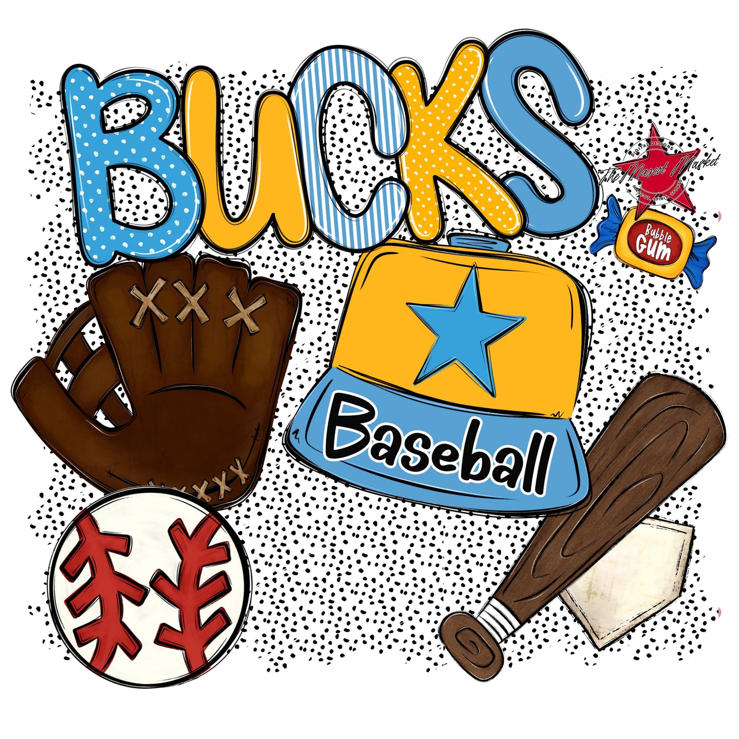 Bucks Baseball Spirit-Carolina Blue & Yellow