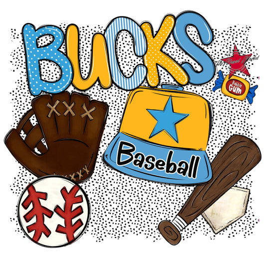Bucks Baseball Spirit-Carolina Blue & Yellow
