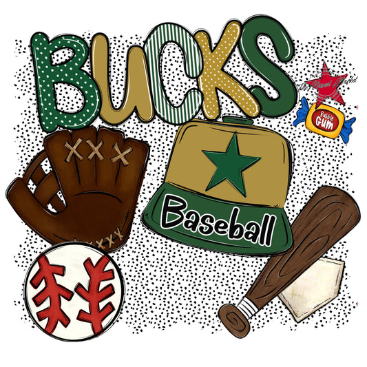 Bucks Baseball Spirit-Green & Gold