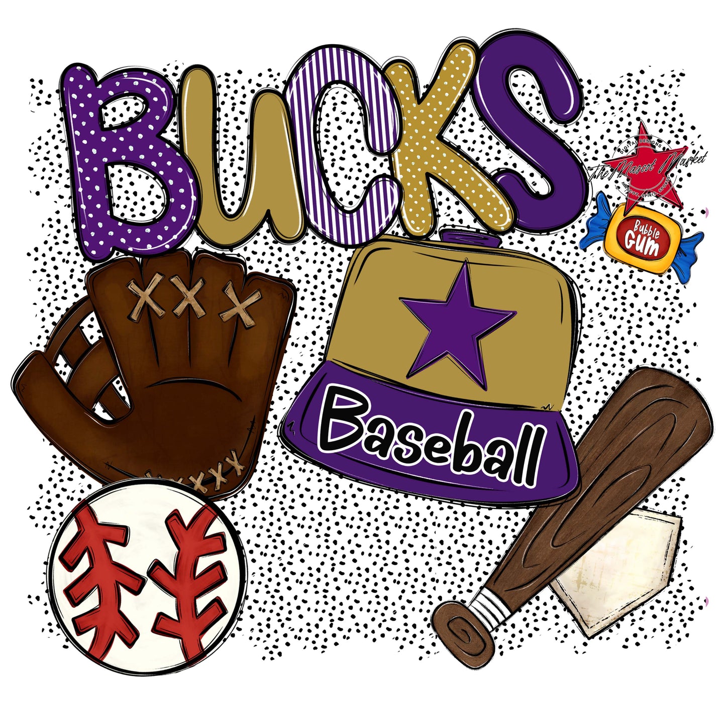 Bucks Baseball Spirit-Purple & Gold