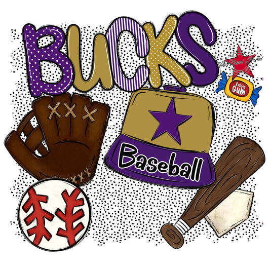 Bucks Baseball Spirit-Purple & Gold
