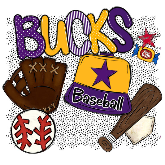 Bucks Baseball Spirit-Purple & Yellow