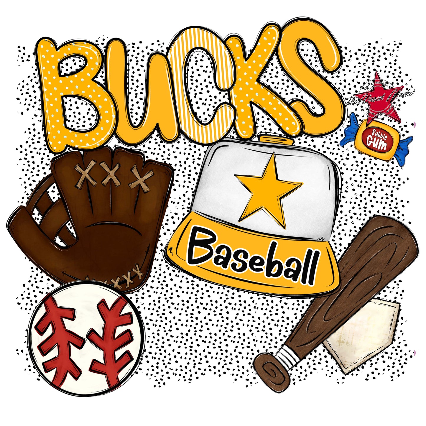 Bucks Baseball Spirit-Yellow