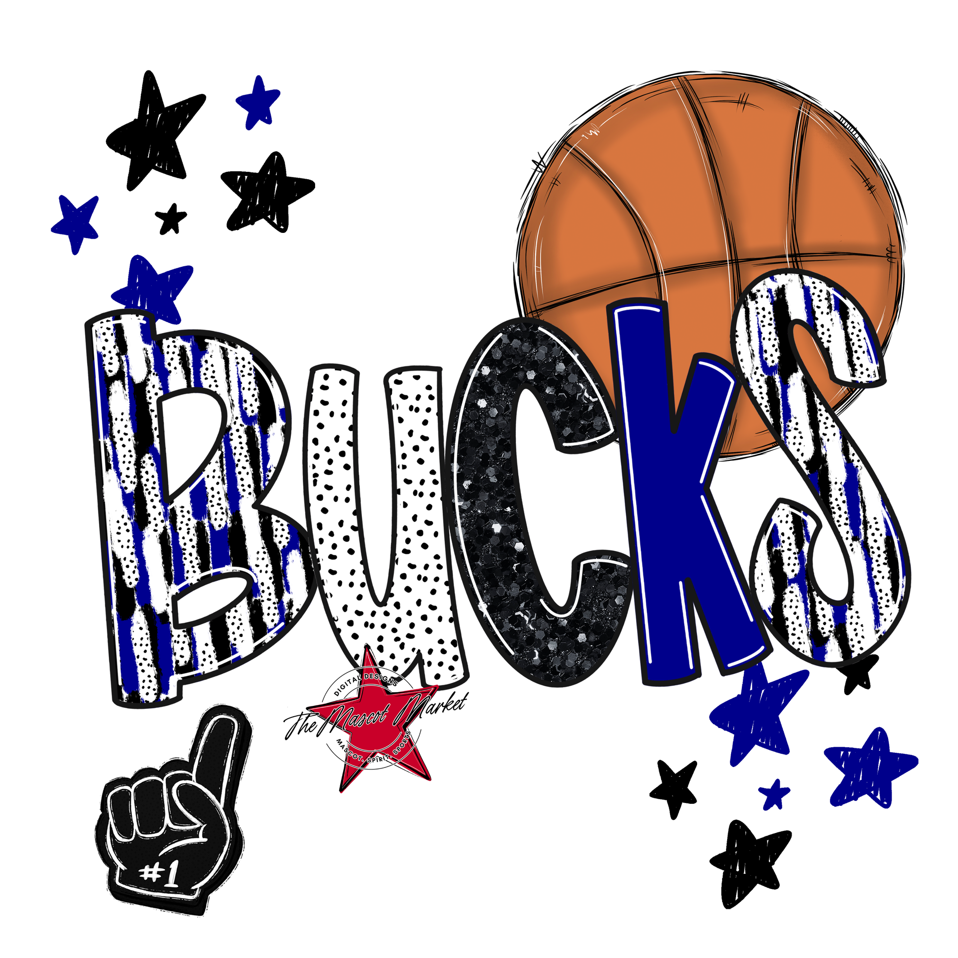 Bucks Basketball Scrape-Blue