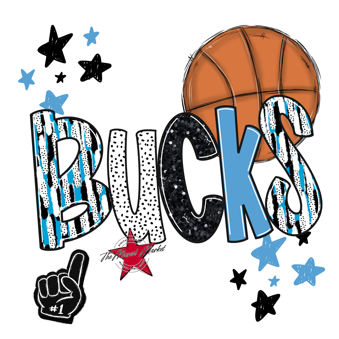 Bucks Basketball Scrape-Carolina Blue