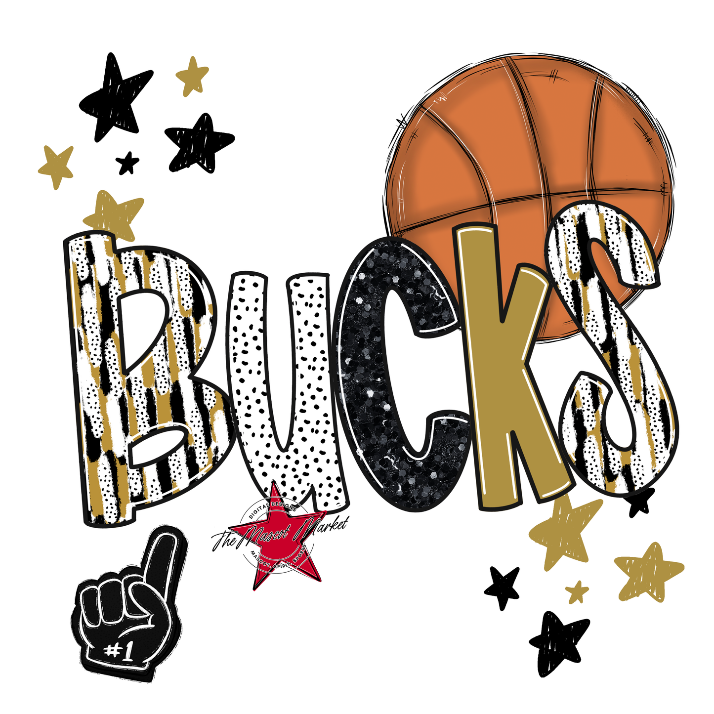 Bucks Basketball Scrape-Gold