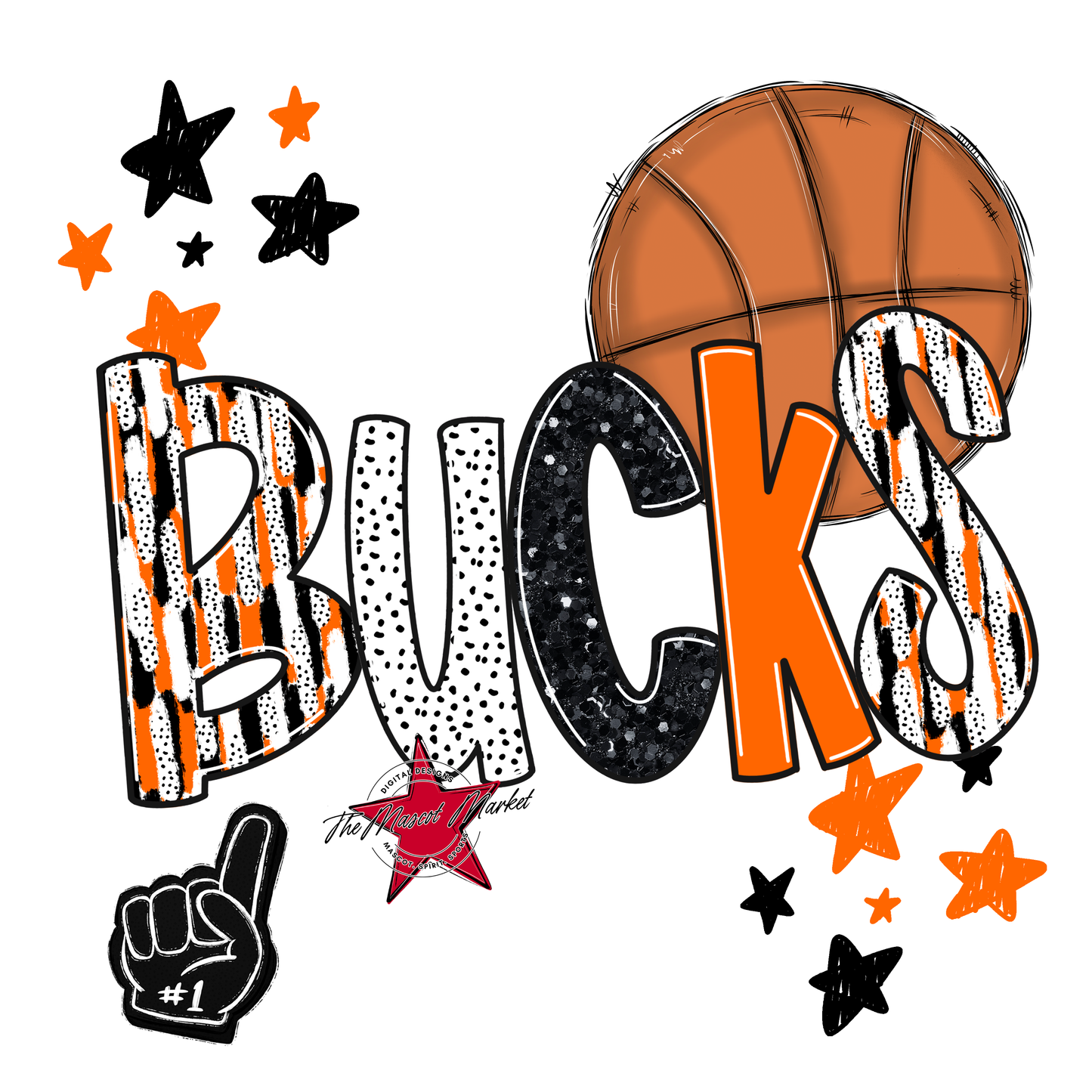 Bucks Basketball Scrape-Orange