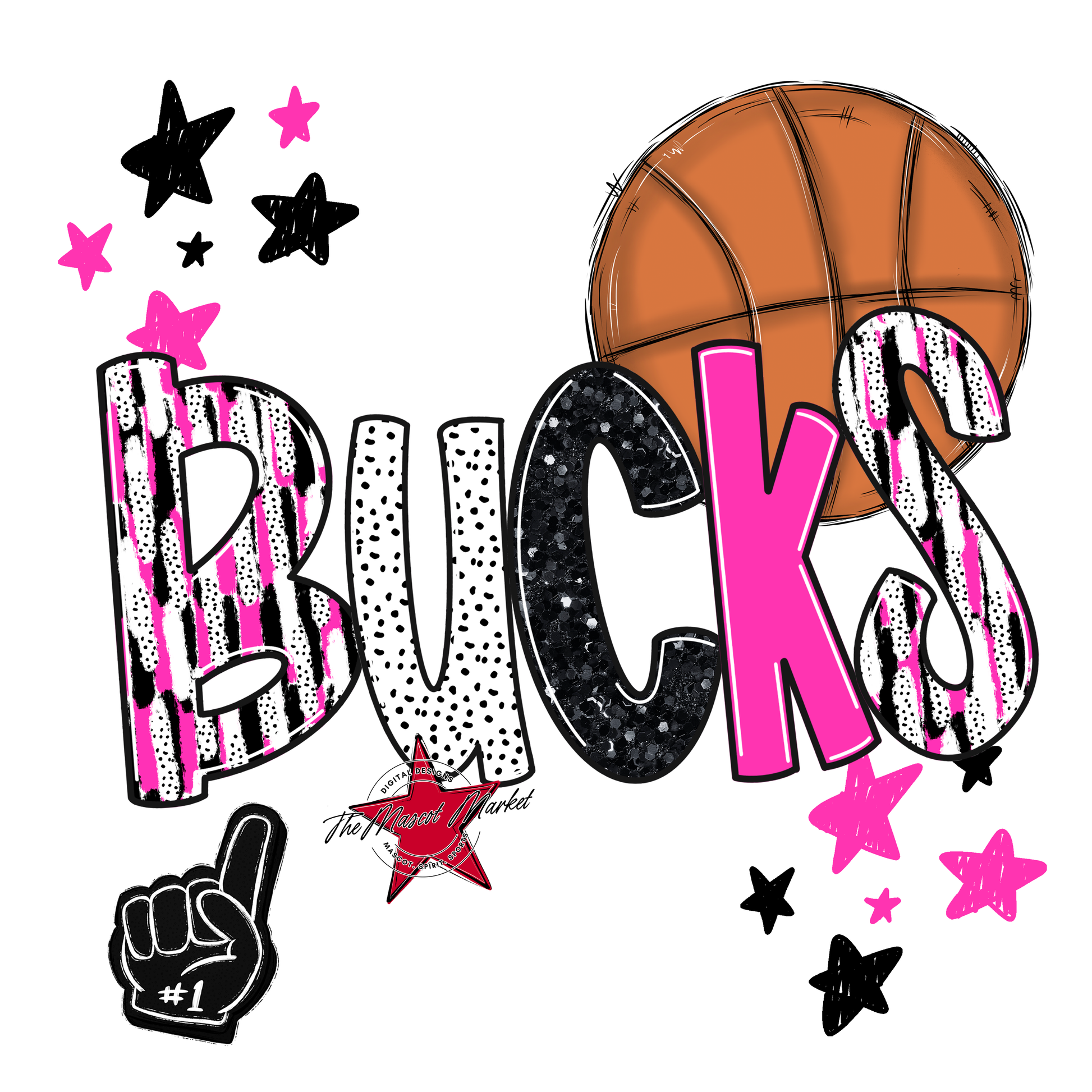 Bucks Basketball Scrape-Pink