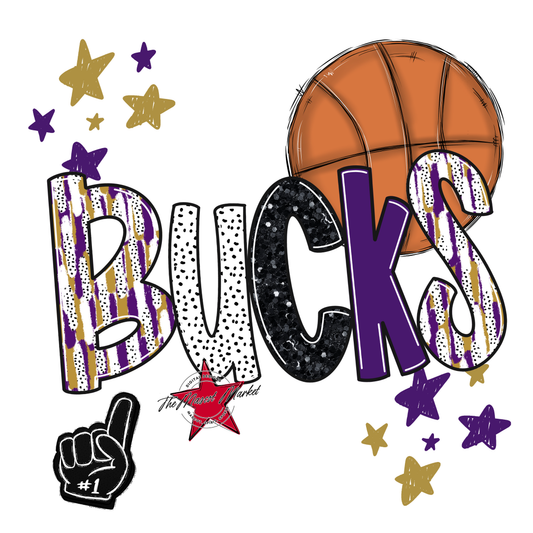 Bucks Basketball Scrape-Purple-Gold